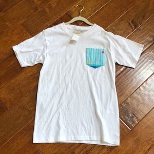 Empyre Mens Small NWT White Sailboat Sun MultiColor Pocket Tee Top Cotton Shirt